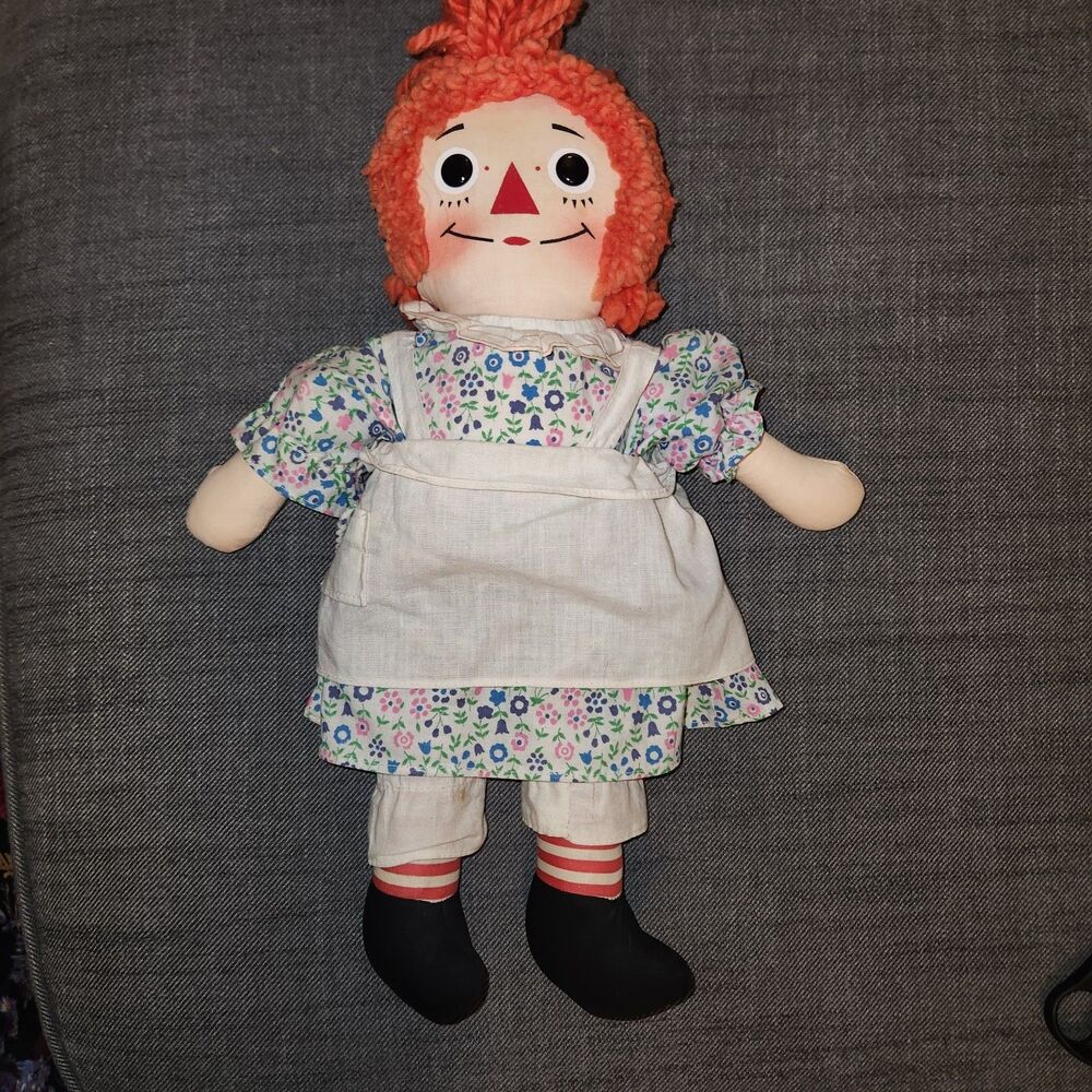 Vintage 15 Inch Raggedy Ann Doll In Original Clothes by Knickerbocker Tag Tagged